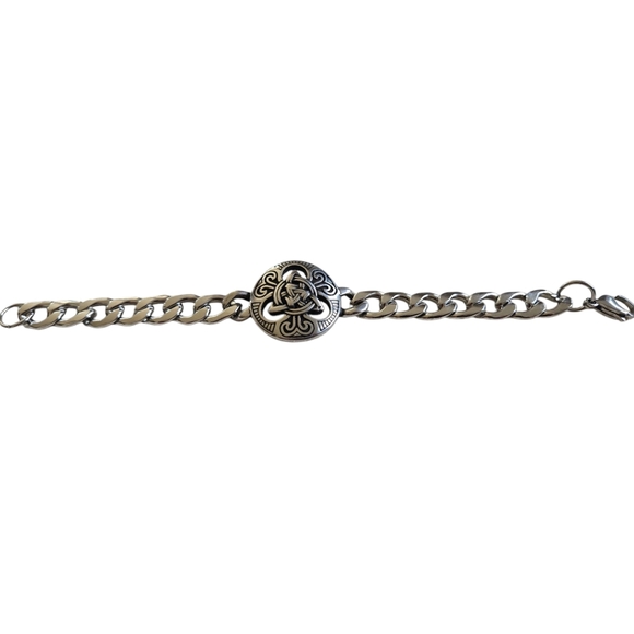 Stainless Steel  Chain Bracelet with Celtic Knot Design - Picture 2 of 4
